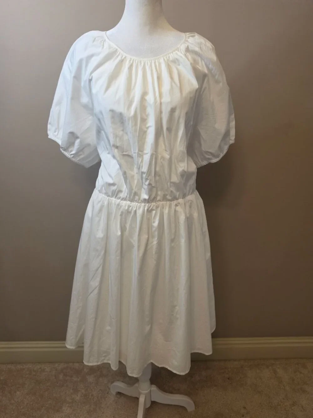 J Crew Tie Back Cotton Poplin White Mini Dress Size 18